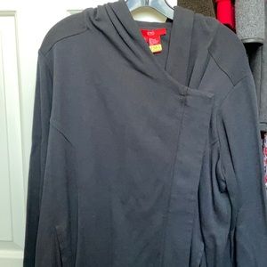 Etcetera hooded black long sleeve knit jacket